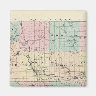 Imán Mapa del condado de Sheboygan, estado de Wisconsin