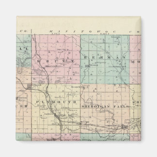 Imán Mapa del condado de Sheboygan, estado de Wisconsin