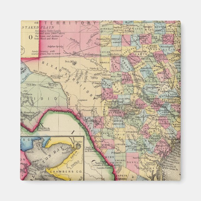 Imán Mapa Del Condado De Texas (Frente)