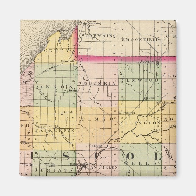 Imán Mapa del condado de Tuscola, Michigan (Frente)