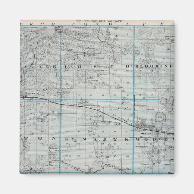 Imán Mapa del condado de Waseca, Minnesota (Frente)