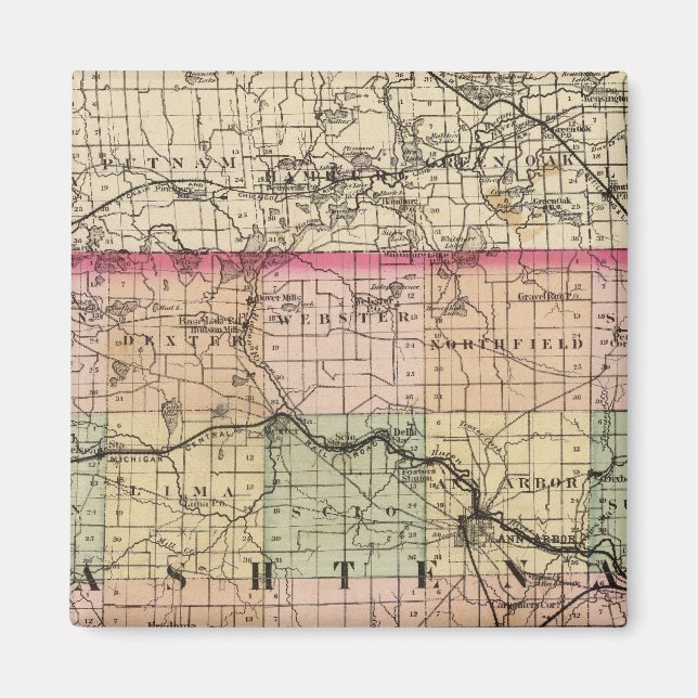 Imán Mapa del condado de Washington, Michigan (Frente)