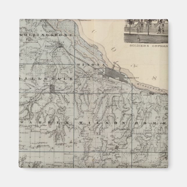 Imán Mapa del condado de Winona, Minnesota (Frente)