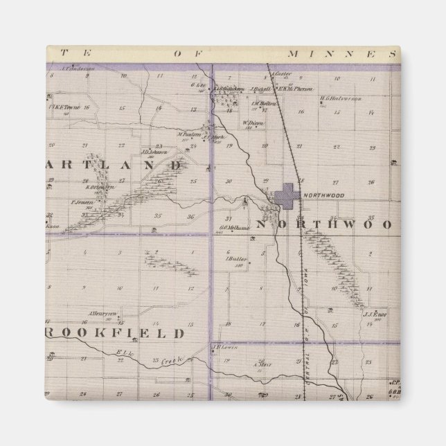 Imán Mapa del condado de Worth, estado de Iowa (Frente)