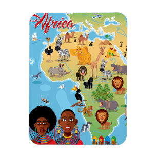 Imán Mapa del dibujo animado de África