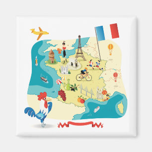 Imán Mapa del dibujo animado de Francia