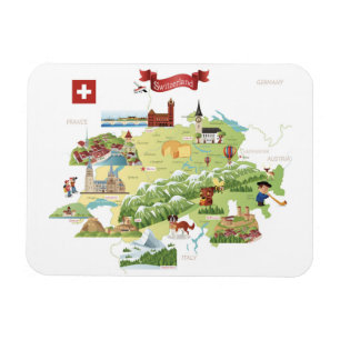 Imán Mapa del dibujo animado de Suiza