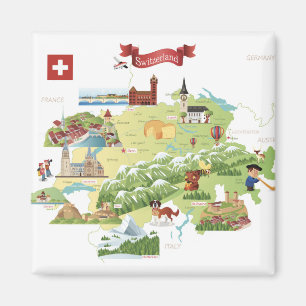 Imán Mapa del dibujo animado de Suiza