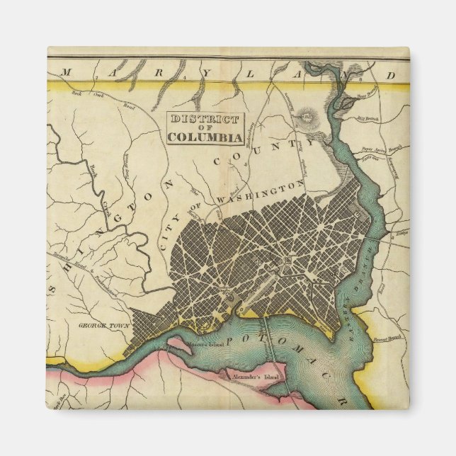 Imán Mapa Del Distrito De Columbia (Frente)