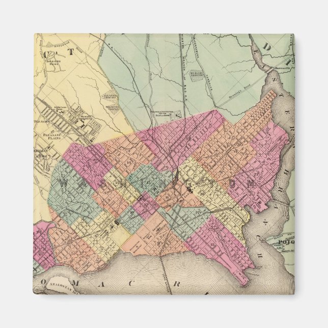 Imán Mapa del Distrito de Columbia, Washington (Frente)