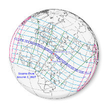 Mapa del eclipse solar total de 2027
