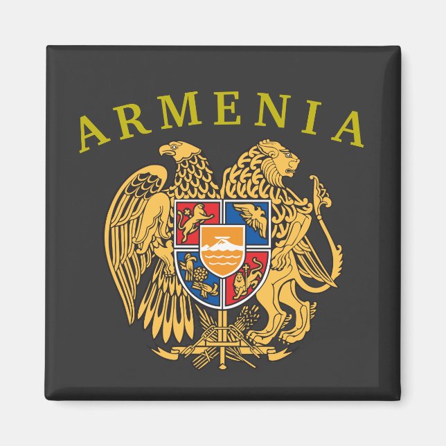 Imán Mapa del Escudo de Armas de Armenia (Frente)