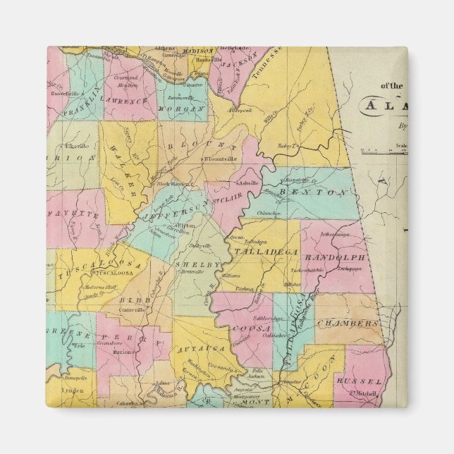 Imán Mapa del estado de Alabama (Frente)