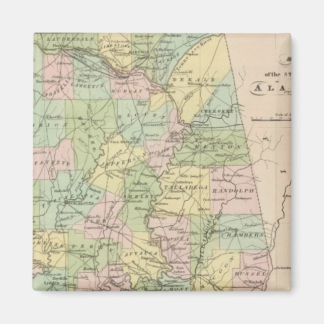 Imán Mapa del estado de Alabama 2 (Frente)