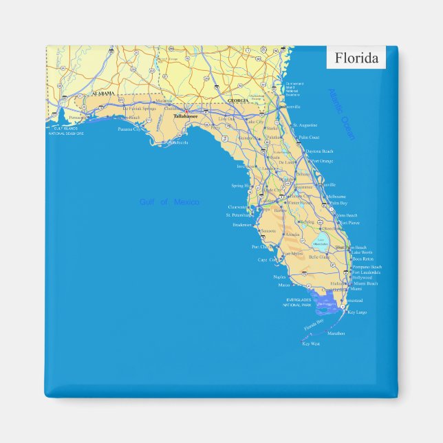 Imán Mapa del Estado de Florida (Frente)
