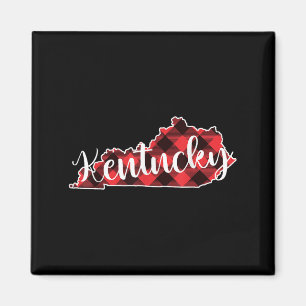 Imán Mapa del estado de Kentucky Buffalo Plaid Navidad 