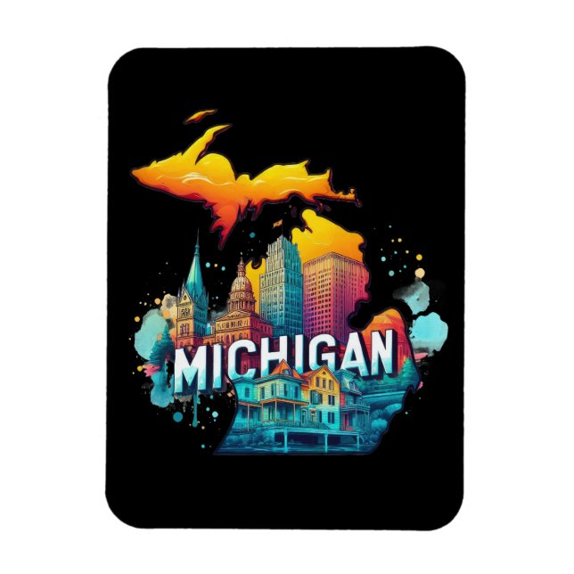 Imán Mapa del estado de Michigan retro vintage (Vertical)
