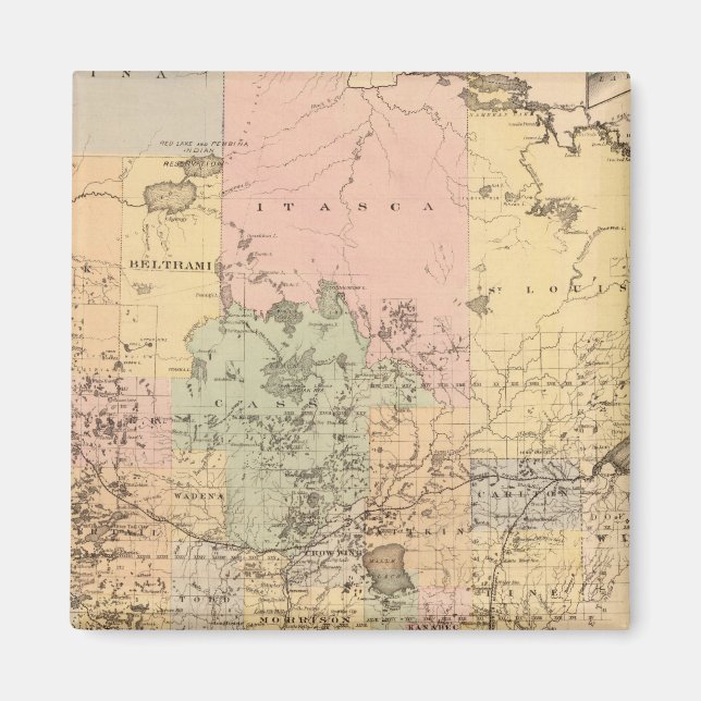 Imán Mapa del estado de Minnesota, 1874 (Frente)