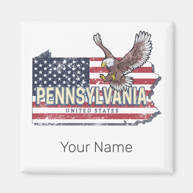 Imán Mapa del estado de Pennsylvania (Frente)