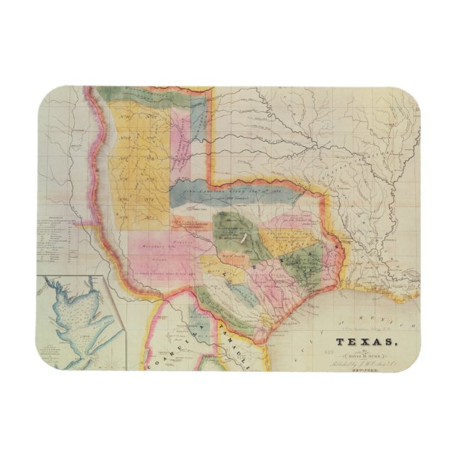 Imán Mapa del estado de Texas | 1835 (Horizontal)