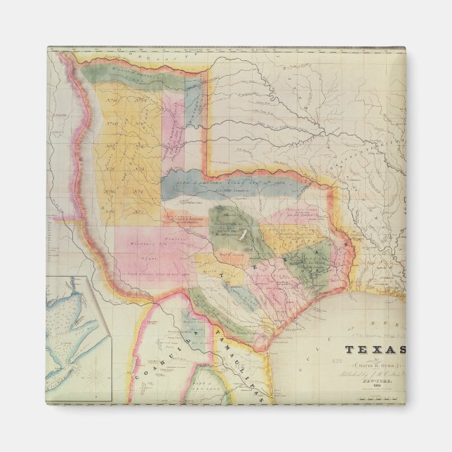 Imán Mapa del estado de Texas | 1835 (Frente)