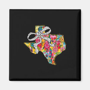 Imán Mapa del estado de Texas femenino con lazo coquett