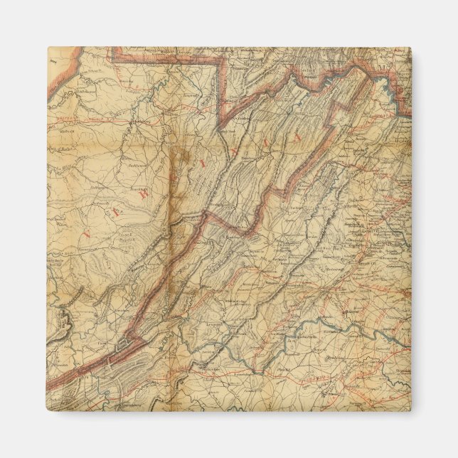 Imán Mapa del estado de Virginia (Frente)