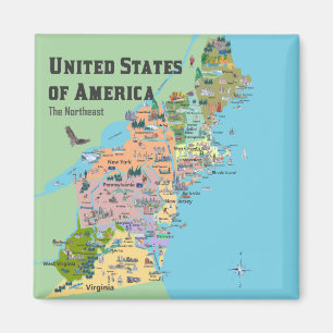Imán Mapa del este del norte de los Estados Unidos de