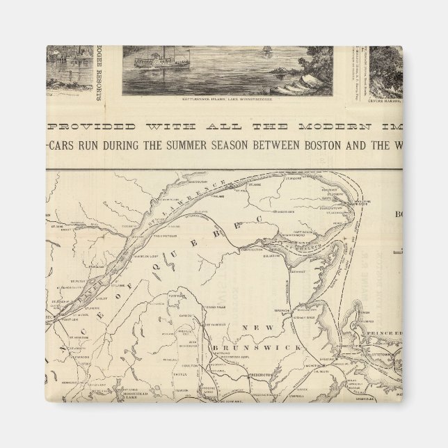 Imán Mapa del ferrocarril Boston y Maine (Frente)