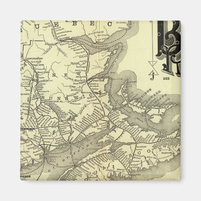 Imán Mapa del ferrocarril Boston y Maine 2 (Frente)
