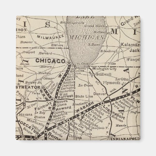 Imán Mapa del ferrocarril Wabash (Frente)