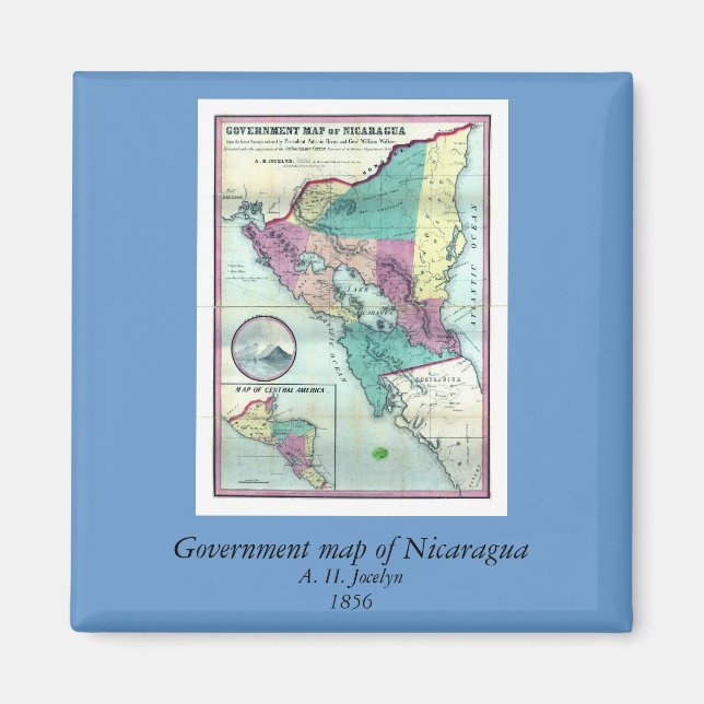 Imán Mapa del Gobierno de Nicaragua de 1856, por A.H. J (Frente)