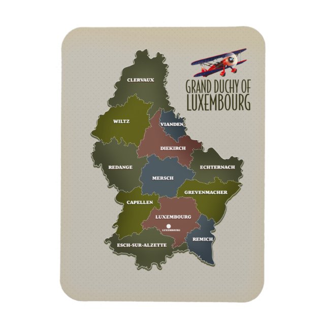 Imán Mapa del Gran Ducado de Luxemburgo (Vertical)