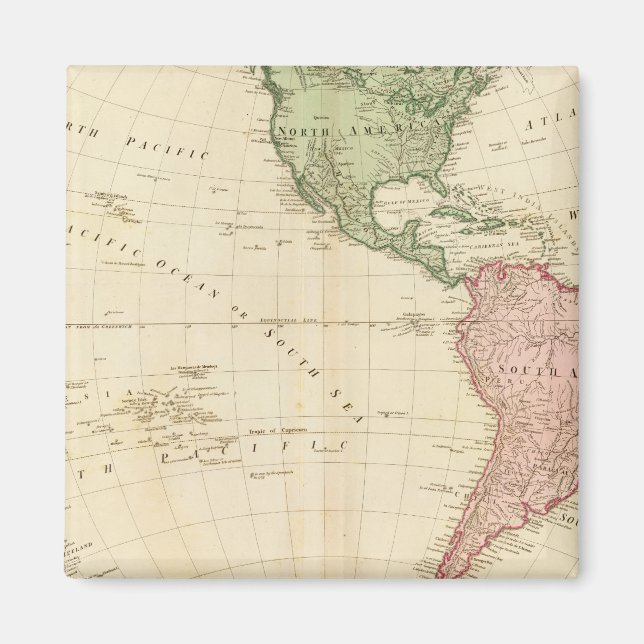 Imán Mapa del hemisferio occidental (Frente)