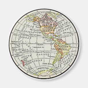 Imán Mapa del hemisferio occidental de arte de viaje