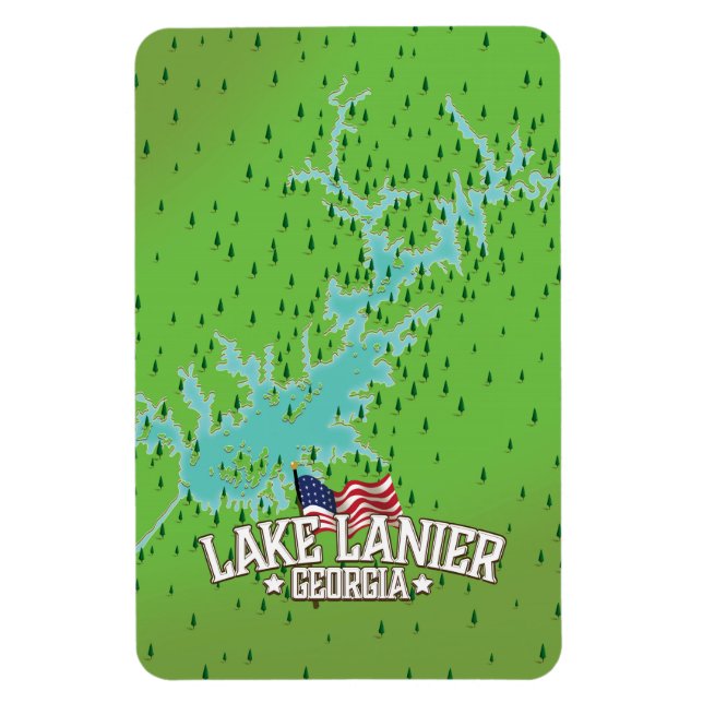 Imán Mapa del lago Lanier Georgia (Vertical)