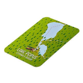 Imán Mapa del lago Peipus Estonia y Rusia