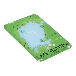 Imán Mapa del Lago Victoria - Arte de viajes en el Gran