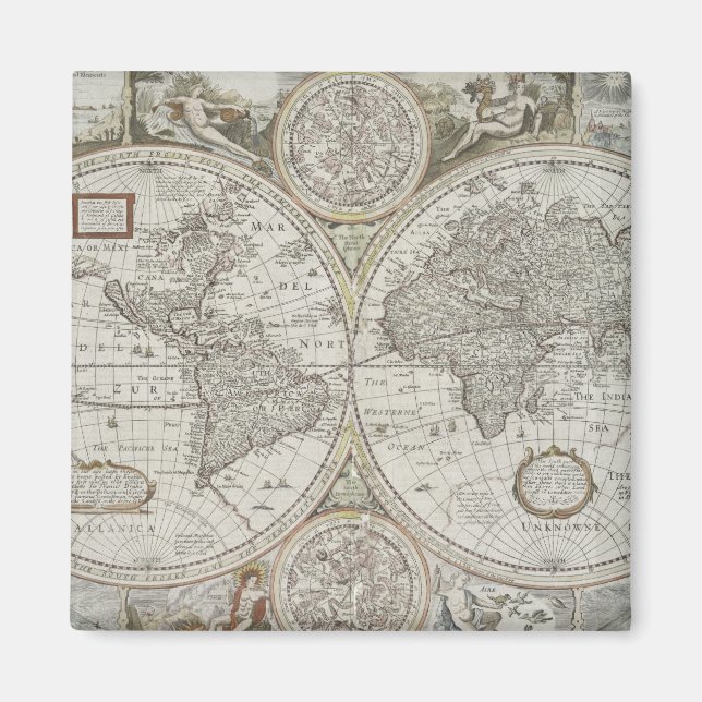 Imán Mapa del mundo | 1676 (Frente)