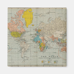 Imán Mapa del mundo 1910 del vintage