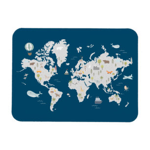 Imán Mapa del mundo animal