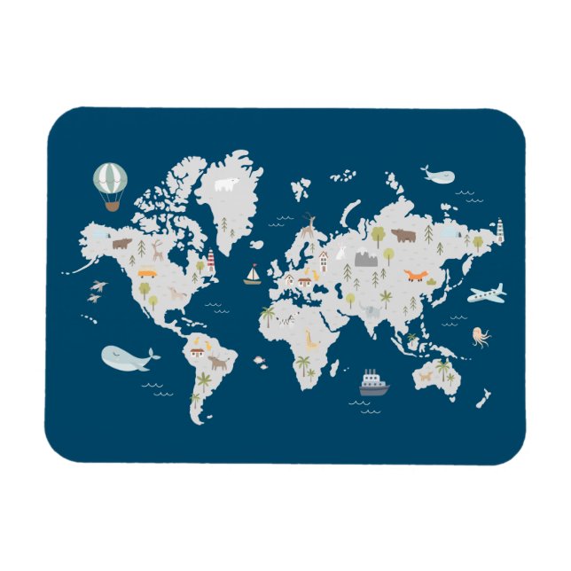 Imán Mapa del mundo animal (Horizontal)
