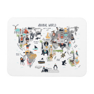 Imán Mapa del mundo animal