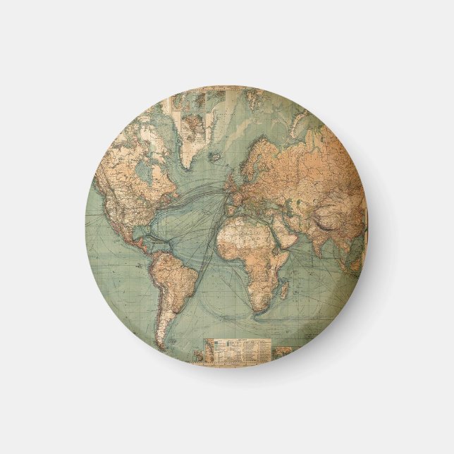 Imán Mapa del mundo antiguo de la vieja época (Frente)