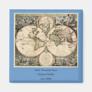 Imán Mapa del mundo antiguo de Nicolao Visscher, circa