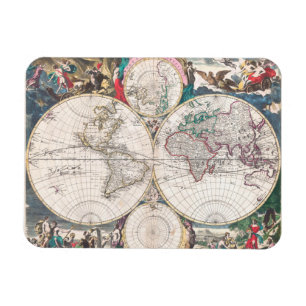 Imán Mapa del mundo antiguo del Doble-Hemisferio