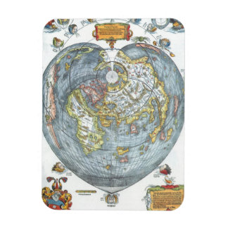 Imán Mapa del mundo antiguo en forma de corazón Peter