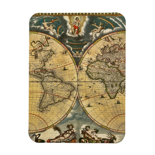 Imán Mapa del mundo antiguo perturbado #2 (Vertical)