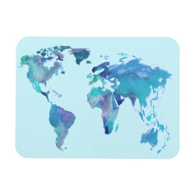 Imán Mapa del mundo azul (Horizontal)