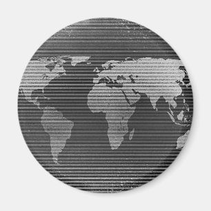 Imán Mapa del mundo blanco y negro